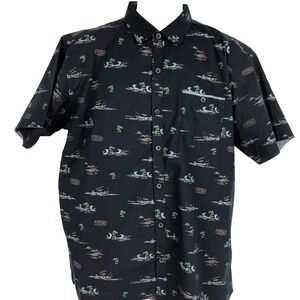 Nomad Button Shirt Men XL Blue Tropical Vacation Beach Print